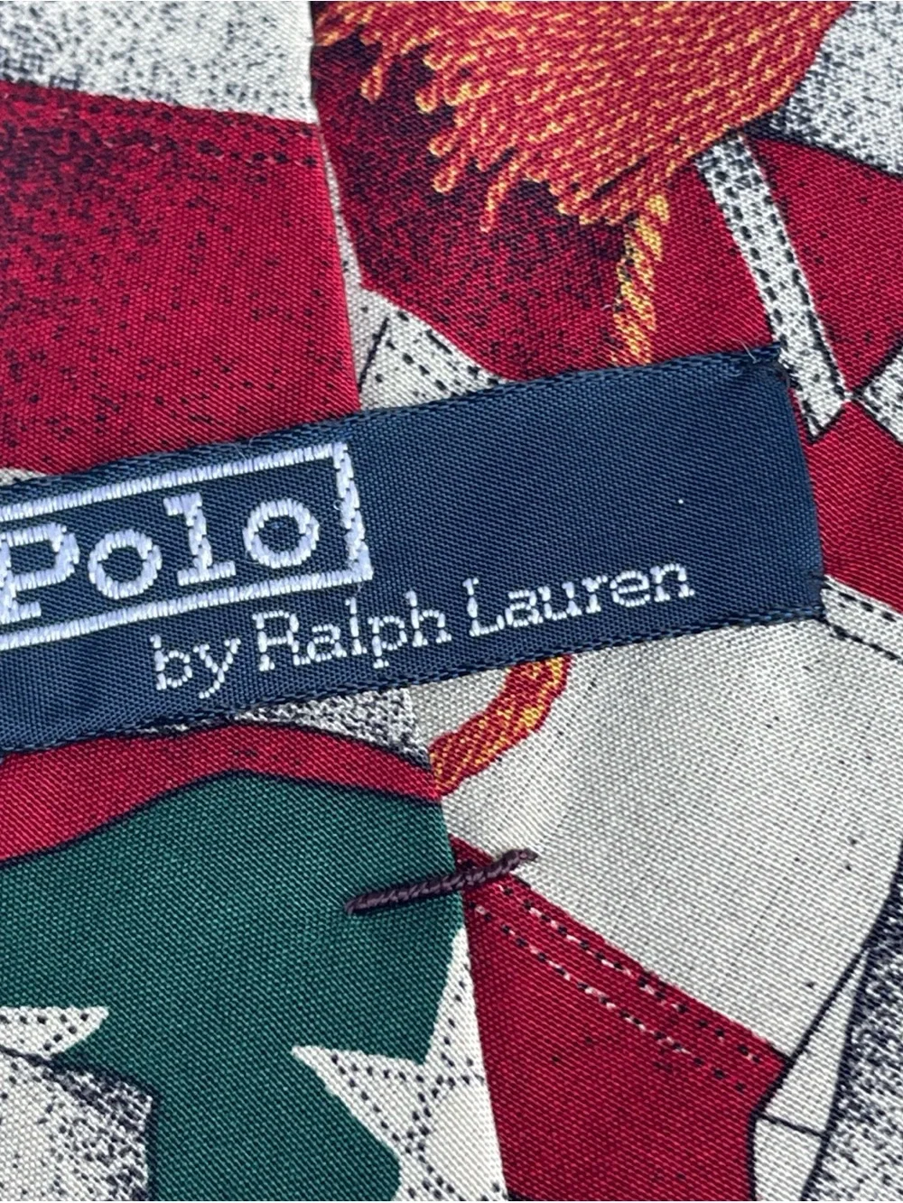VTG Polo Ralph Lauren Tie American Flag 100% Silk Made By Hand In USA Party REAR - Picture 5 of 12